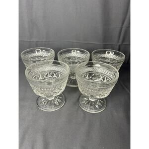 Vintage Anchor Hocking Set of 5 Glass Dessert Cups